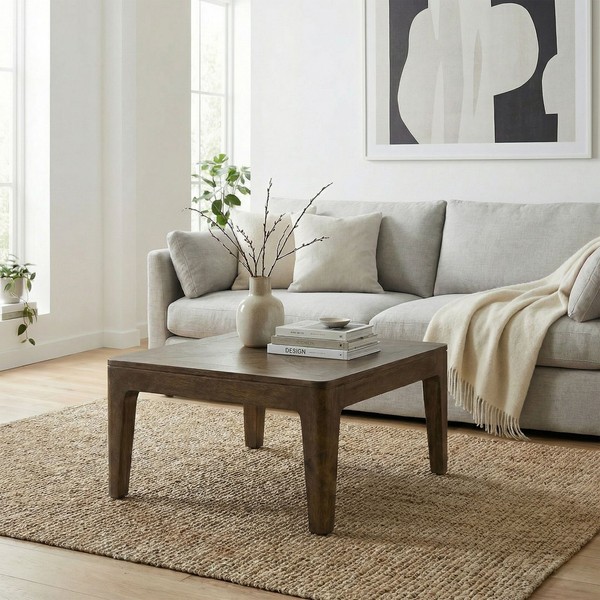 Couchtisch 60Cm Mango Massivholz Walnuss Sofatisch Wohnzimmertisch Beistelltisch-image
