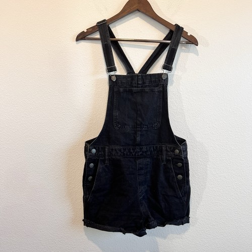 Madewell Adirondack Short Overalls Lunar Wash Black Denim Romper Women’s Small - Picture 2 of 11