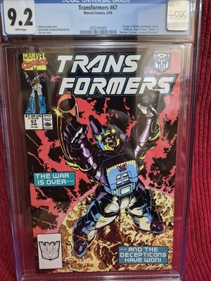 Transformers #67 CGC 9.2 Marvel 1990 Jim Lee cover WHITE PGS Wildfly Bristleback