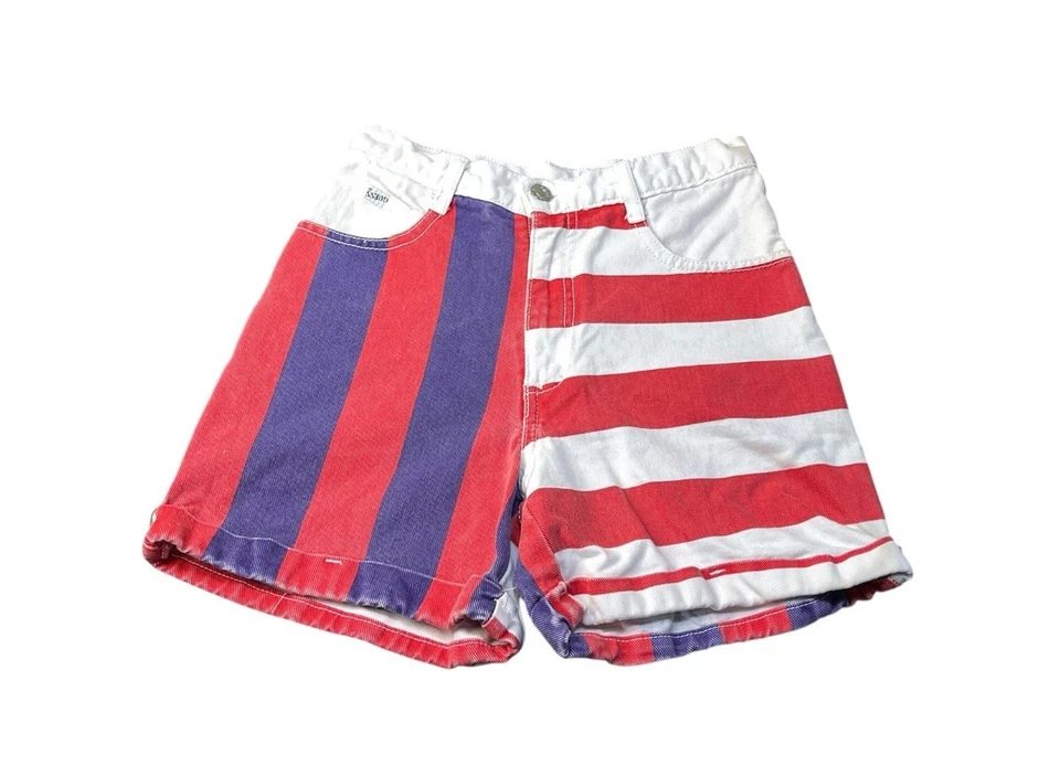Pantalones Cortos Denim Guess Niños Rayas Grandes Años 90 De Colección Jóvenes Niñas Talla 12 Hechos en EE. UU. Foto 3 de 4