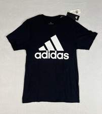 Adidas Mens Big Logo T-Shirt Size Small Black 100 Cotton Athletic Graphic NEW