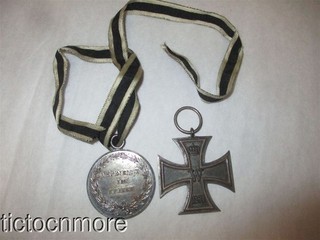PRE WWI IMPERIAL GERMAN 1870 IRON CROSS MEDAL & 1870 HONOR MERIT MEDAL GROUP