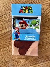 Super Mario Luigi Yoshi Pillowcase Reversible New Standard Bedding 20 in x 30 in