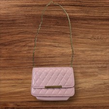 Quilted Pink Crossbody Bag with Chain Strap, Cute Shoulder Purse