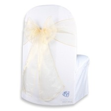 20 pcs Organza Chair Cover Bow Sash 108"x8" - Gold - Wedding Party Banquet ks