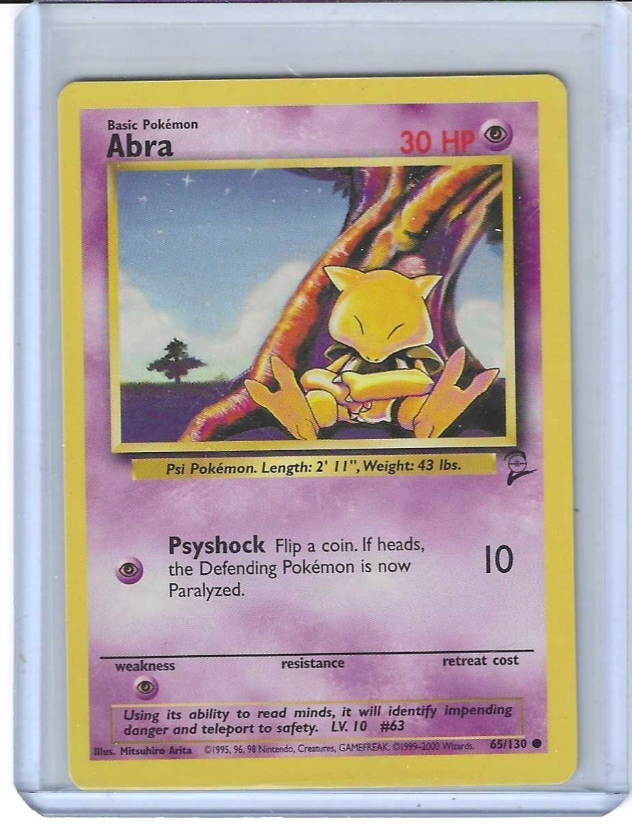 POKEMON BASE SET 2 ABRA COMMON UNLIMITED CARD # 65/130 UNPLAYED