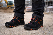 Men's Groundwork Safety Trainer Black/Orange Size 6-13 Steel Toe-Cap Work Boot