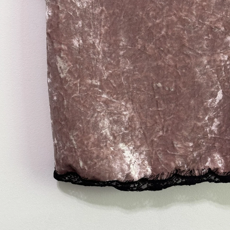 Top Guess Chela Cami L Terciopelo Aplastado Rosa Encaje Ribete Festival Y2K Verano DEFECTUOSO Foto 4 de 4