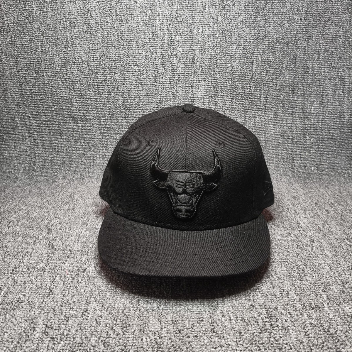 New Era Chicago Bulls Black Snapback Hat Cap Flat Brim Tonal Logo NBA