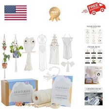 Macrame Kit for Beginners 153pc, 15 Projects Book, 164yd Cotton Macrame Cord,...