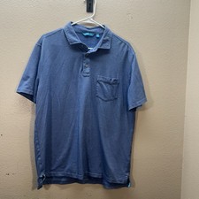 Tori Richard Shirt Mens SZ L Blue Honolulu Polo Short Sleeves Golf Preppy
