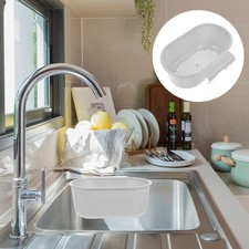 2Pcs Space Saving Kitchen Sink Drain Basket Grey Multi Purpose Sink Waste Basket