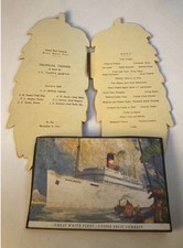 1949 United Fruit Company Great White Fleet TES Jamaica Die Cut Menu Bananas 10"