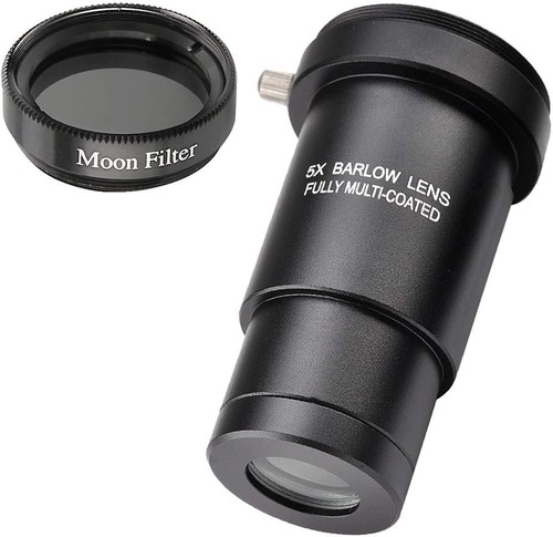 1,25 Zoll 5X Barlowobjektiv & Mondfilter-Kit - für Teleskop-Okulare - Bild 1 von 6