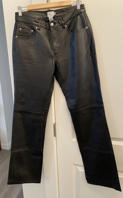 Calvin Klein Jeans Black 100% Leather Pants Partially Lined NEW