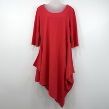 Bryn Walker Dress Women's M Coral Asymmetric Lagenlook Cotton Lagom