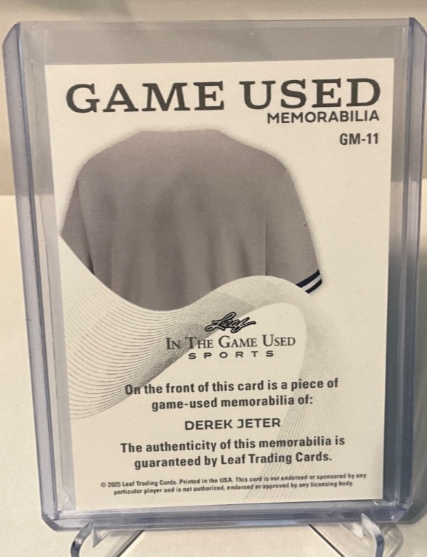 2025 Leaf In The Game Used Derek Jeter 23/65 Jersey Relic Card Yankees  view 2