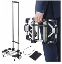 Luggage Cart with 2 Wheels Foldable, Purse Trolley, Portable Travel Dolly Com...