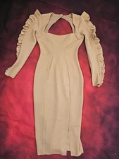 Asos Midi Bodycon Open back Dress Nude Beige Size 10 UK USED