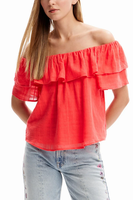 Desigual Bluse Blumenmuster RüSchen Gr. Xs Damen Langarm Shirt 23SWBWX5