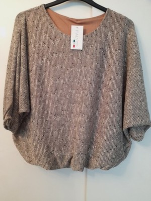 New ITALY MODA Made In Italy Ladies Brown Flecked Top Size L (14-16)