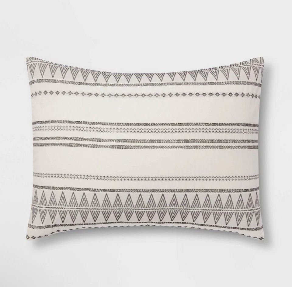 Full/Queen Tatiana Global Woven Stripe Cotton Comforter Set 5pc Cream NEW - Image 4 of 4