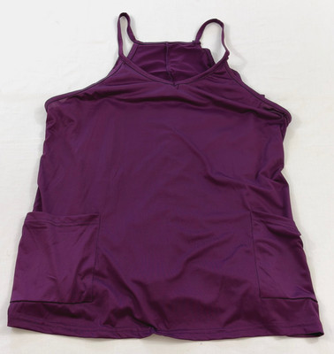 women's active wear top with liner shorts size XL purple sleeveless pullover