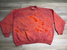 Vintage Bleach Dye Splatter Crewneck Sweatshirt XL Sun Faded Distressed USA Made