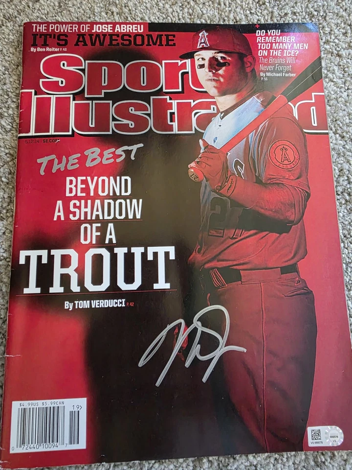 2 Mike Trout Firmado Sports Illustrateds JSA Y Más Allá Una Sombra De Una Trucha MLB Foto 4 de 4