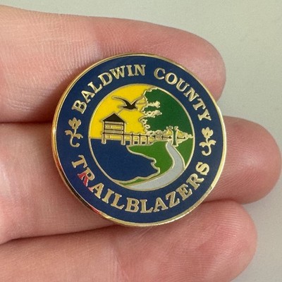 Baldwin County Trailblazers Round Enamel Lapel Pin   Alabama Hiking/Biking Souve