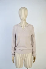 Jil Sander 100% Cashmere Pink Women’s Knit Sweater, Minimalist Style, Size S