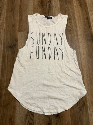 One Clothing Tank Top, Women's Size Small, White Black, SUNDAY FUNDAY