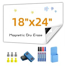 Magnetic Whiteboard , 18" x 24" Stick on Magnetic Dry Erase White Board Stick...