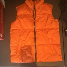 Old Navy Boys Orange Puffer Vest XL 14-16 Full Zip Pockets Fall/Winter
