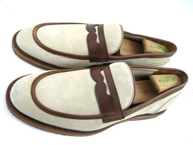 Allen Edmonds "RANDOLPH" VERSO Penny Mocasines 12 E Arena/Chile Gamuza y Cuero (610N Foto 4 de 4