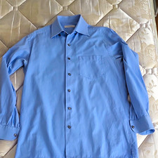 Ermenegildo Zegna Men's Blue Striped Cotton Dress Shirt 12 34/35 Spread Collar