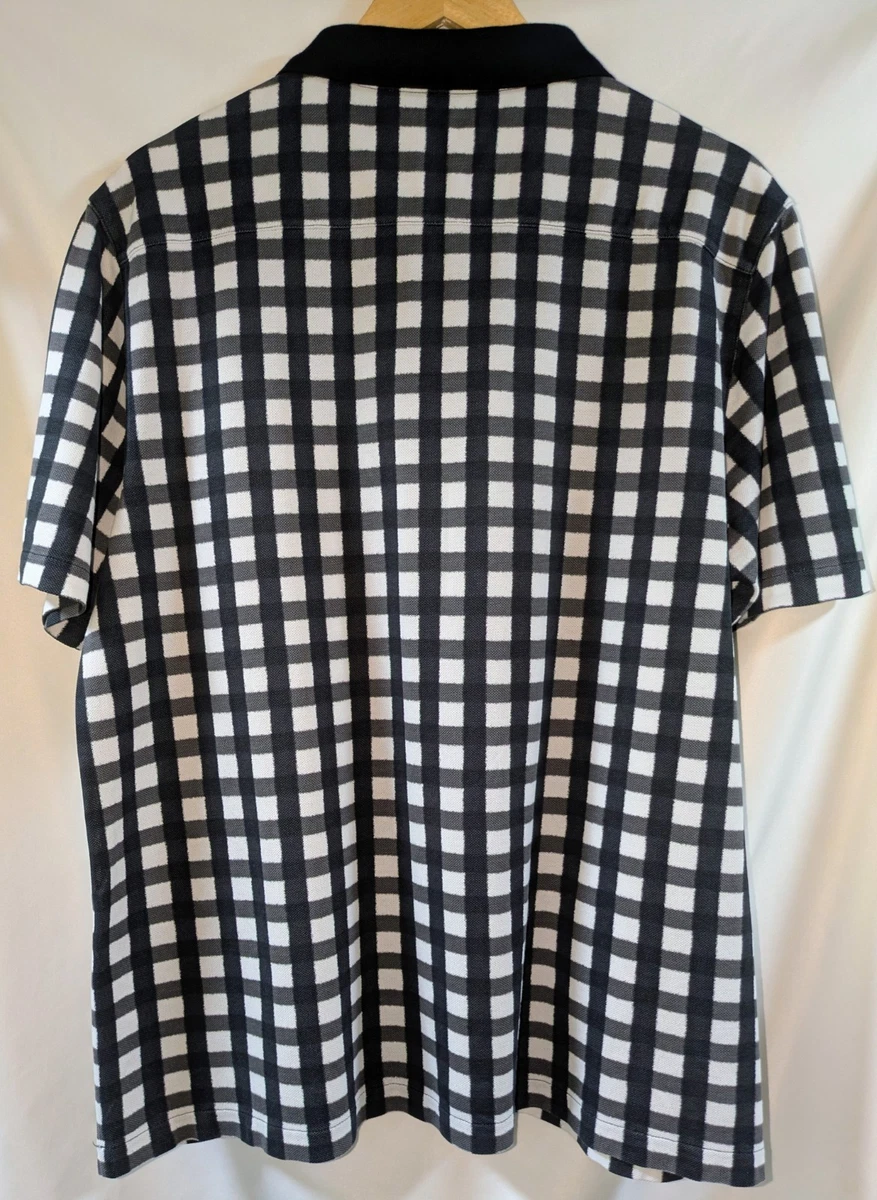 Fred Perry Polo Cuello Camisero Cremallera Check Negro Blanco XL Bolsillo M5659