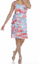 Tango Mango cha cha  Abstract Ruffle Sleeveless Dress Women's Large M