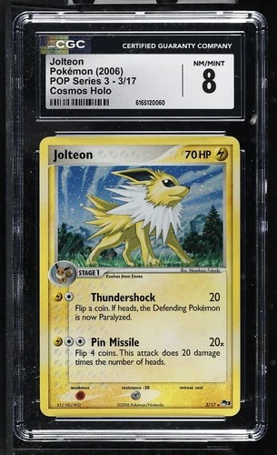 CGC 8 Jolteon 3/17 Pop Series 3 Cosmos Holo Pokemon Card