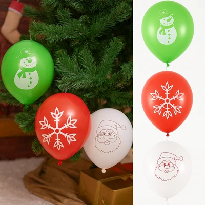 CRYSTAL WORLD UK 12pcs Merry Christmas Balloons Red Green White Santa Latex Party Décor
