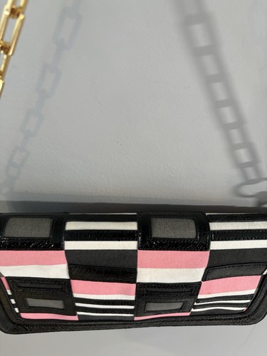 Tory Burch Schultertasche Clutch Lederbesatz Patchwork wandelbar schwarz rosa - Bild 16 von 20