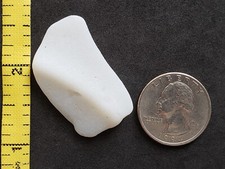 GENUINE BEACH SEA GLASS SURF TUMBLED WHITE MILK SOLID SNOW FROSTED PENDANT N1