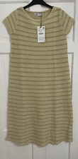 ZARA GOLDEN YELLOW WOOL BLEND MIDI KNIT DRESS WITH CONTRAST DETAIL SIZE S BNWT