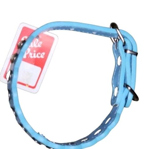 Leder Welpen Hund Haustier Halsband blau Leder Strass verstellbar 10"-13" Neu mit Etikett - Bild 4 von 7