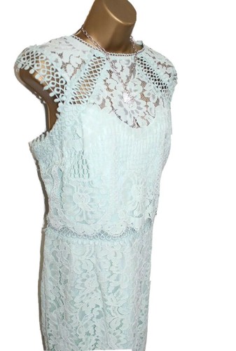 Lipsy VIP Mint Green Embroidered Midi Dress 14 UK Party Occasion Wedding Cruise - Picture 10 of 16