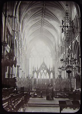 Glas magische Laterne Dia LINCOLN KATHEDRALE CHOR UM 1890 FOTO ENGLAND UK