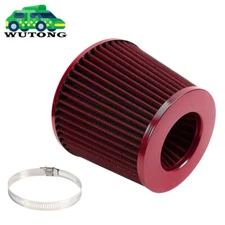 3" 76mm Red Dry Air Filter Cold Air Intake Cone Replacement High Flow Inlet