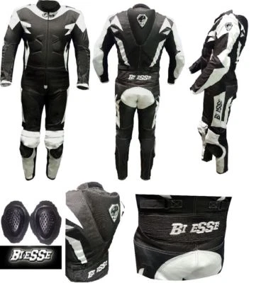 BIESSE TUTA DA MOTO IN PELLE E TESSUTO PROTEZIONI CE