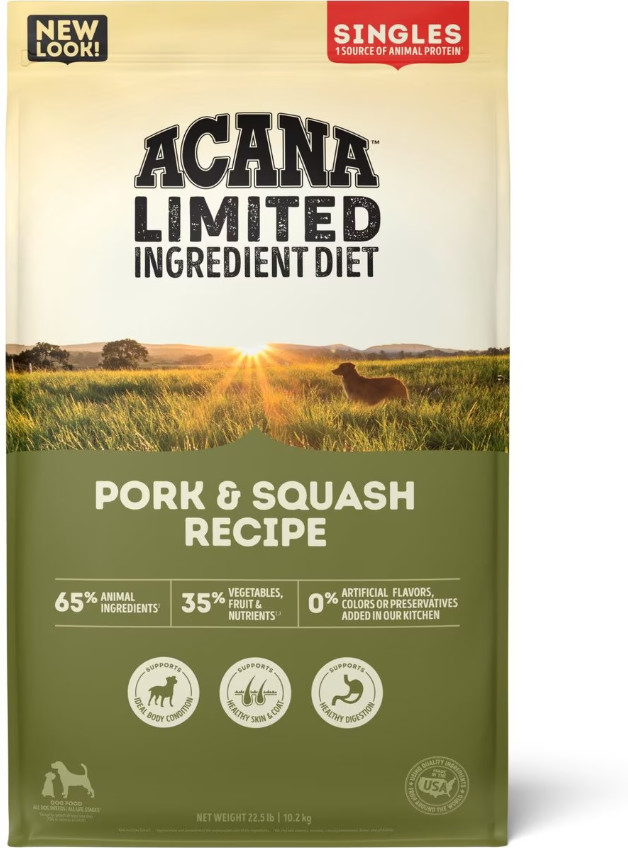 ACANA Singles Limited Ingredient Diet Pork & Squash Grain-Free Dry Dog Food,22.5
