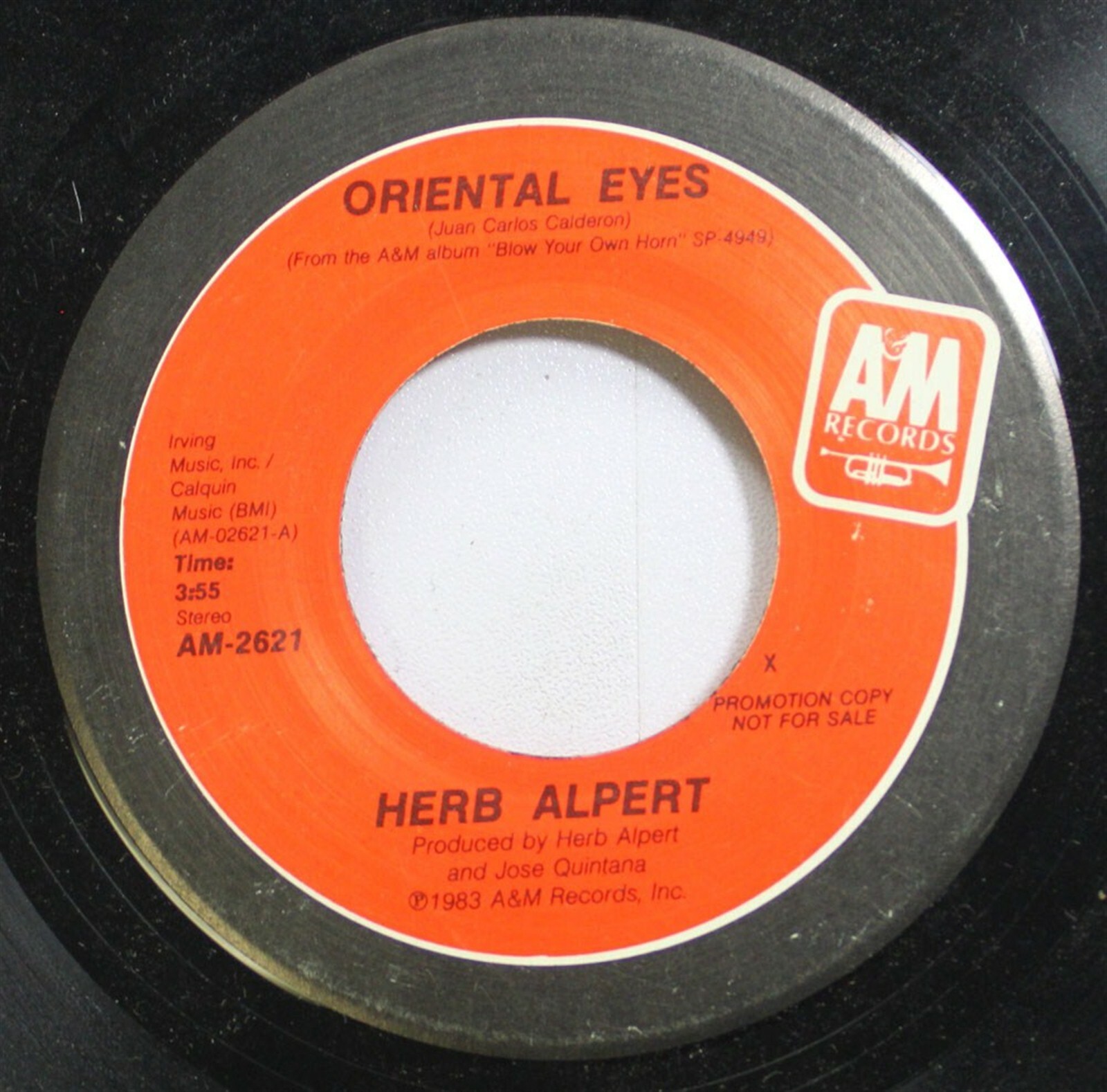 Rock Promo 45 Herb Alpert Oriental Eyes / Oriental Eyes On Am Records